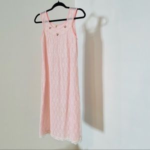 Vintage Tricot Pink Lace Rosebud Nightie | Size Small EUC